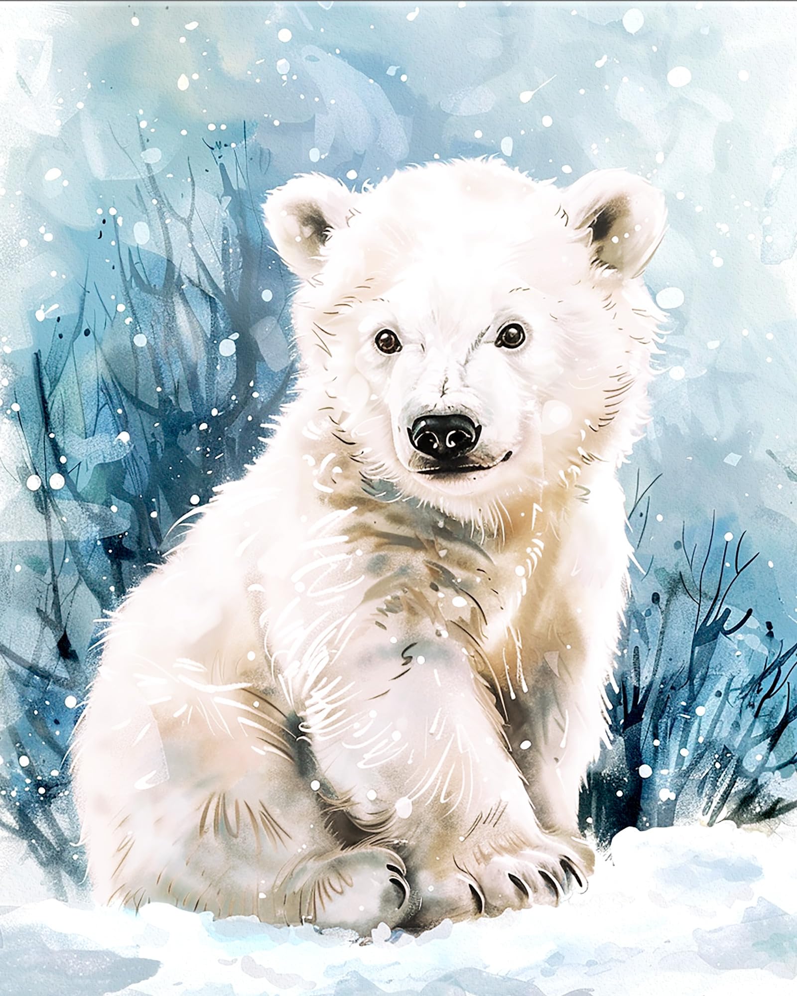 Amazon.co.jp: 7Dots Art.Winter Baby Animals水彩アートプリント